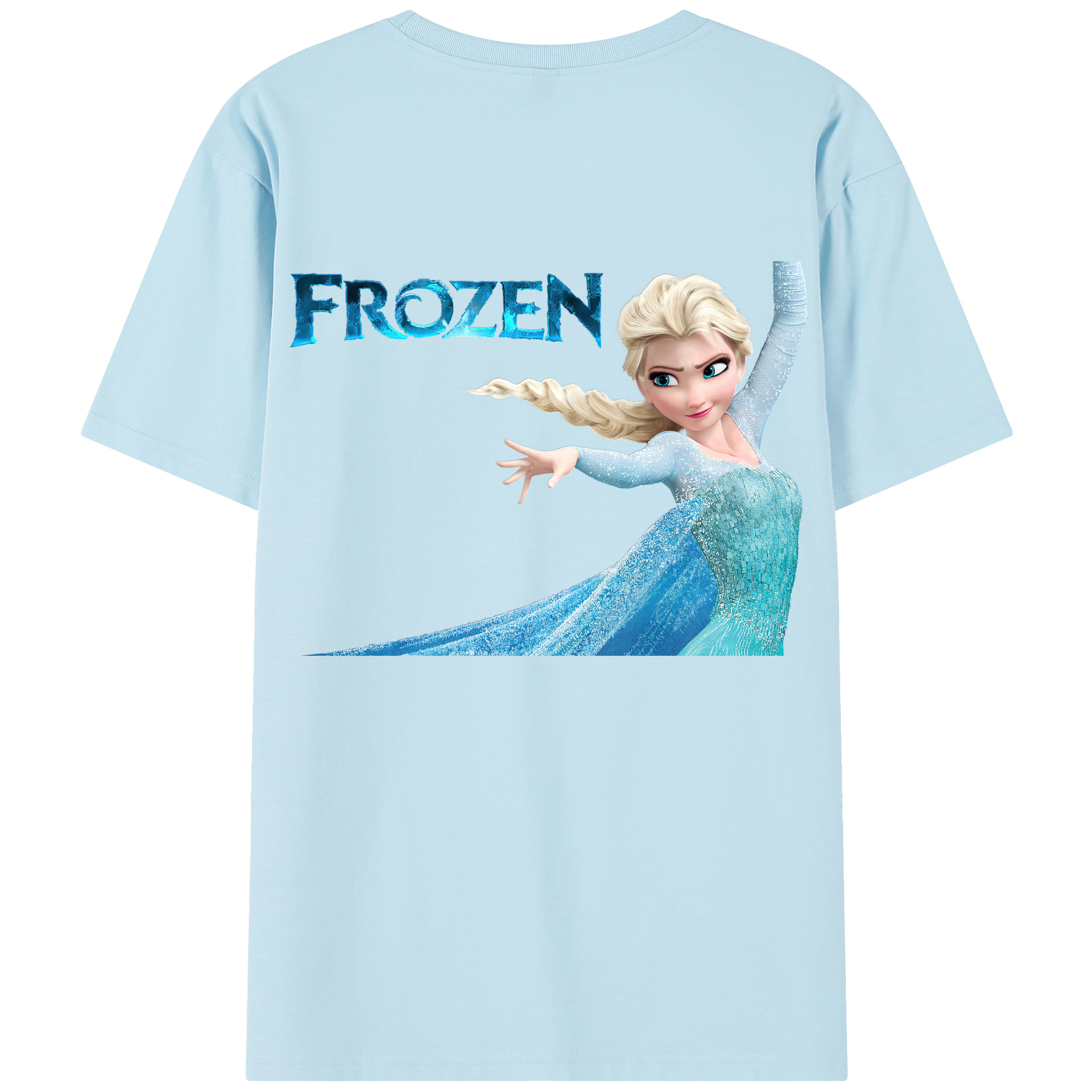 （画像用） アナと雪の女王 アンナ エルサ Frozen Anna Elsa 綿100％半袖Tシャツ（背面プリント）